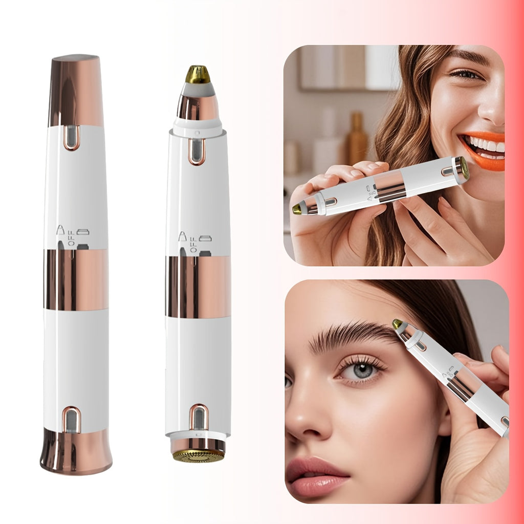 GZHJGOS Women's 2-in-1 Electric Epilator & Lipstick-Shaped Shaver - USB Portable Facial Hair Remover, Eyebrow Trimmer, Eyebrow & Lip/Chin/Upper Lip Hair Shaver, Mini Grooming Device for Sensitive Beige