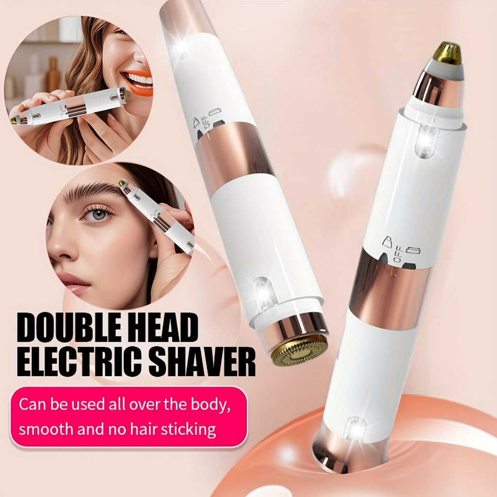 GZHJGOS Women's 2-in-1 Electric Epilator & Lipstick-Shaped Shaver - USB Portable Facial Hair Remover, Eyebrow Trimmer, Eyebrow & Lip/Chin/Upper Lip Hair Shaver, Mini Grooming Device for Sensitive Beige