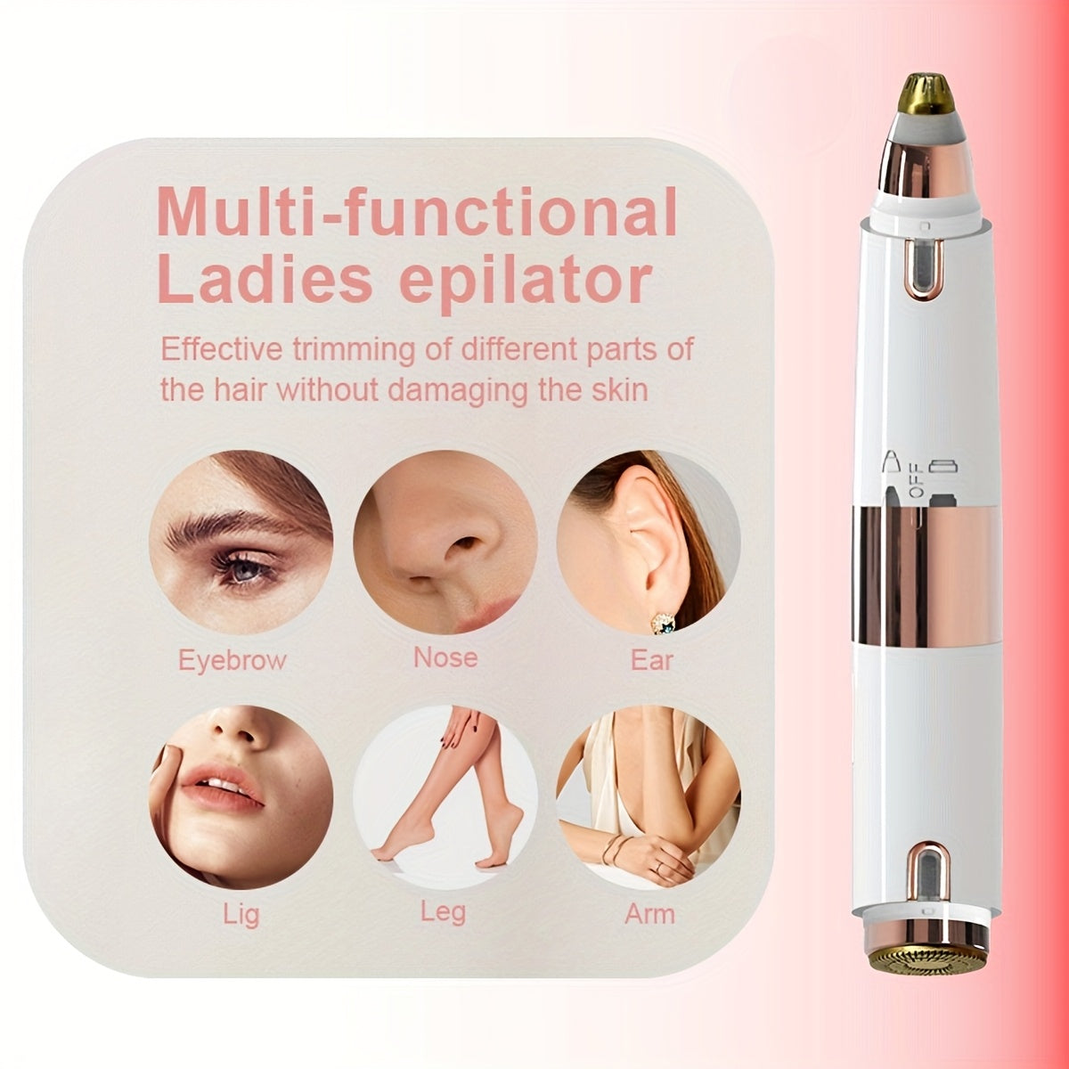 GZHJGOS Women's 2-in-1 Electric Epilator & Lipstick-Shaped Shaver - USB Portable Facial Hair Remover, Eyebrow Trimmer, Eyebrow & Lip/Chin/Upper Lip Hair Shaver, Mini Grooming Device for Sensitive Beige