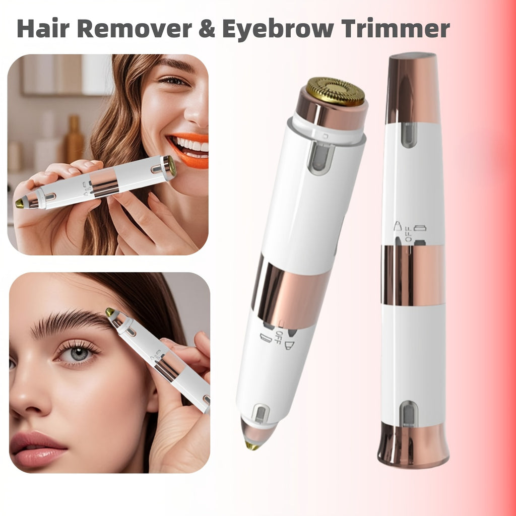 GZHJGOS Women's 2-in-1 Electric Epilator & Lipstick-Shaped Shaver - USB Portable Facial Hair Remover, Eyebrow Trimmer, Eyebrow & Lip/Chin/Upper Lip Hair Shaver, Mini Grooming Device for Sensitive Beige
