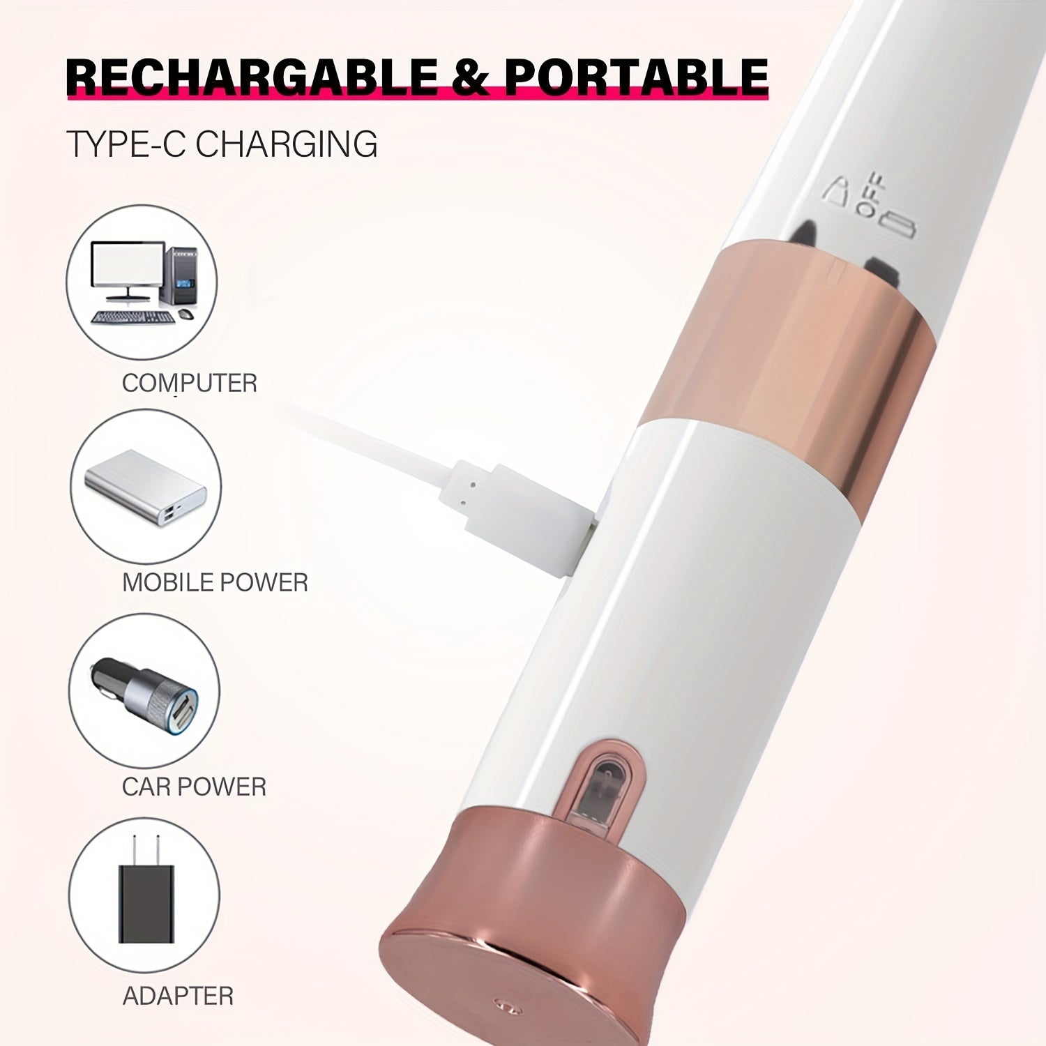 GZHJGOS Women's 2-in-1 Electric Epilator & Lipstick-Shaped Shaver - USB Portable Facial Hair Remover, Eyebrow Trimmer, Eyebrow & Lip/Chin/Upper Lip Hair Shaver, Mini Grooming Device for Sensitive Beige