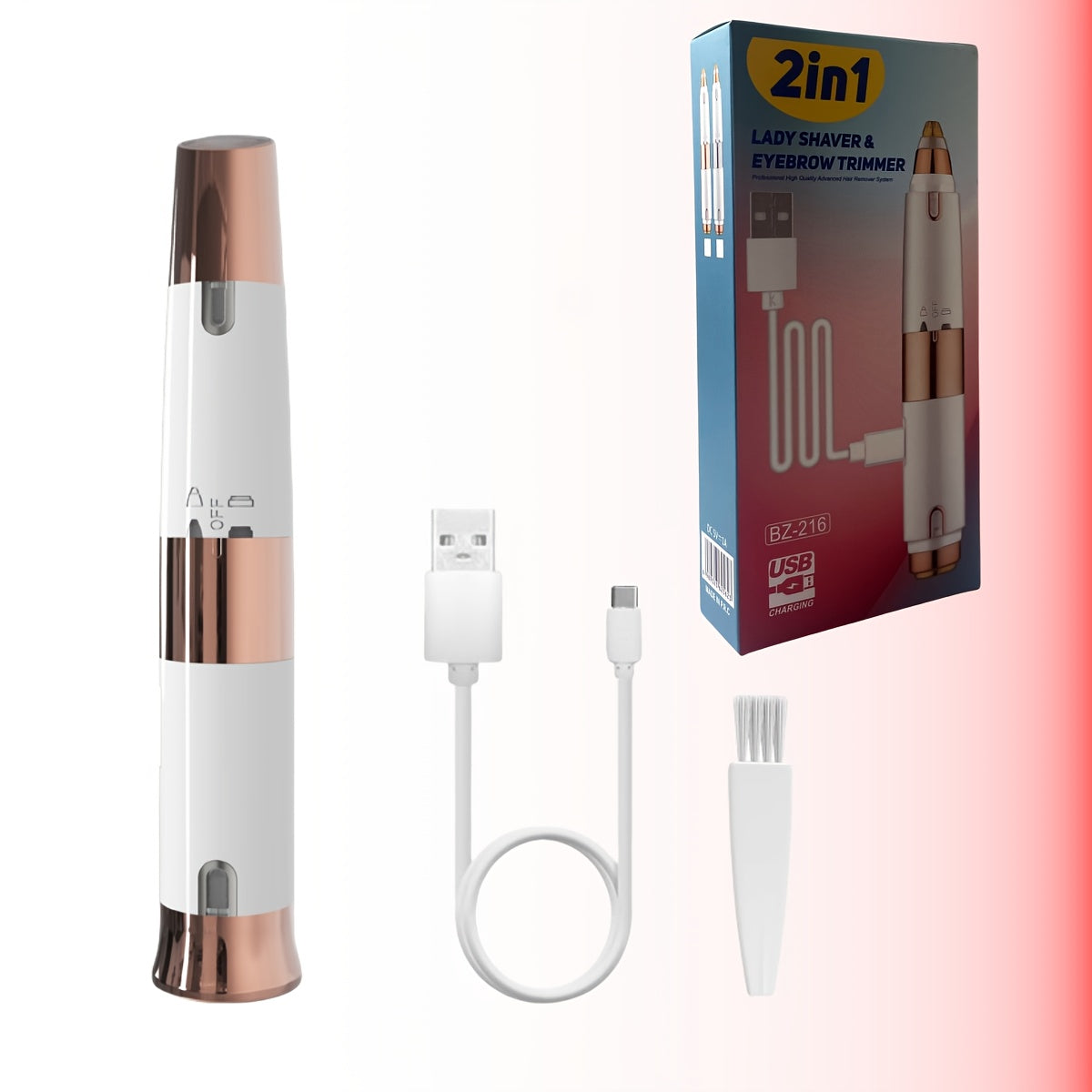 GZHJGOS Women's 2-in-1 Electric Epilator & Lipstick-Shaped Shaver - USB Portable Facial Hair Remover, Eyebrow Trimmer, Eyebrow & Lip/Chin/Upper Lip Hair Shaver, Mini Grooming Device for Sensitive Beige