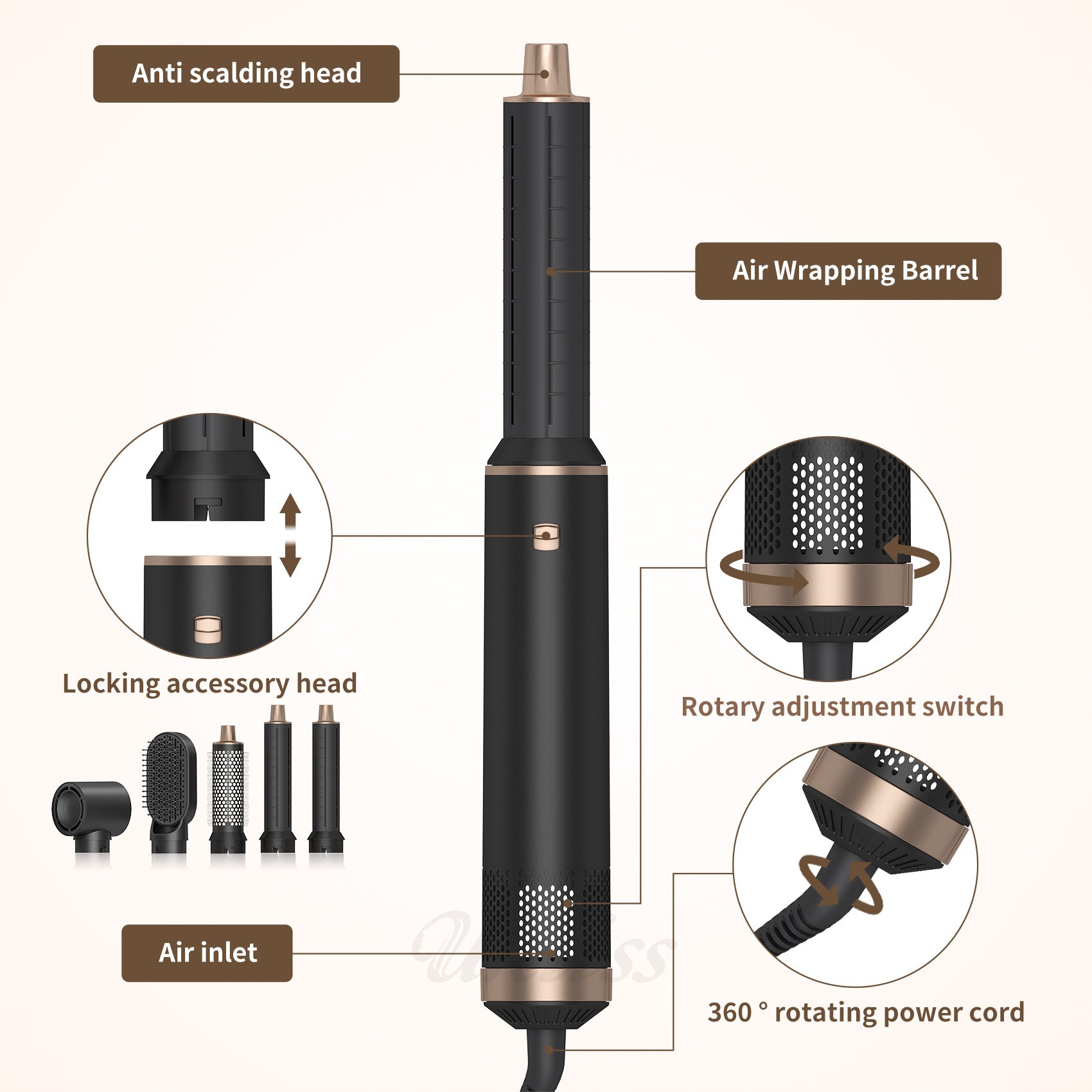 2-in-1 Hair Dryer for Home Use, Salon Quality Blow Dryer, Straight & Curling, Anti-Damage, Multi-Function Blow Dryer