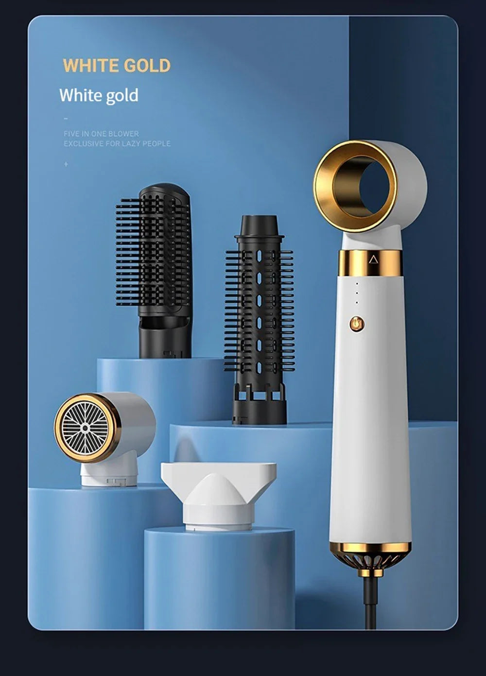 Multi functional hair dryer 5-in-1 hot air comb straight hair comb negative ion hair care curling iron hair dryer styling