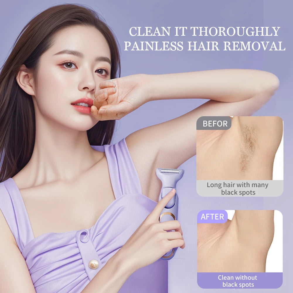 5 In 1 Electric Lady Shaver Portable Body Hair Removal Epilator Rechargeable Painless Cordless Trimmer Razor for Women