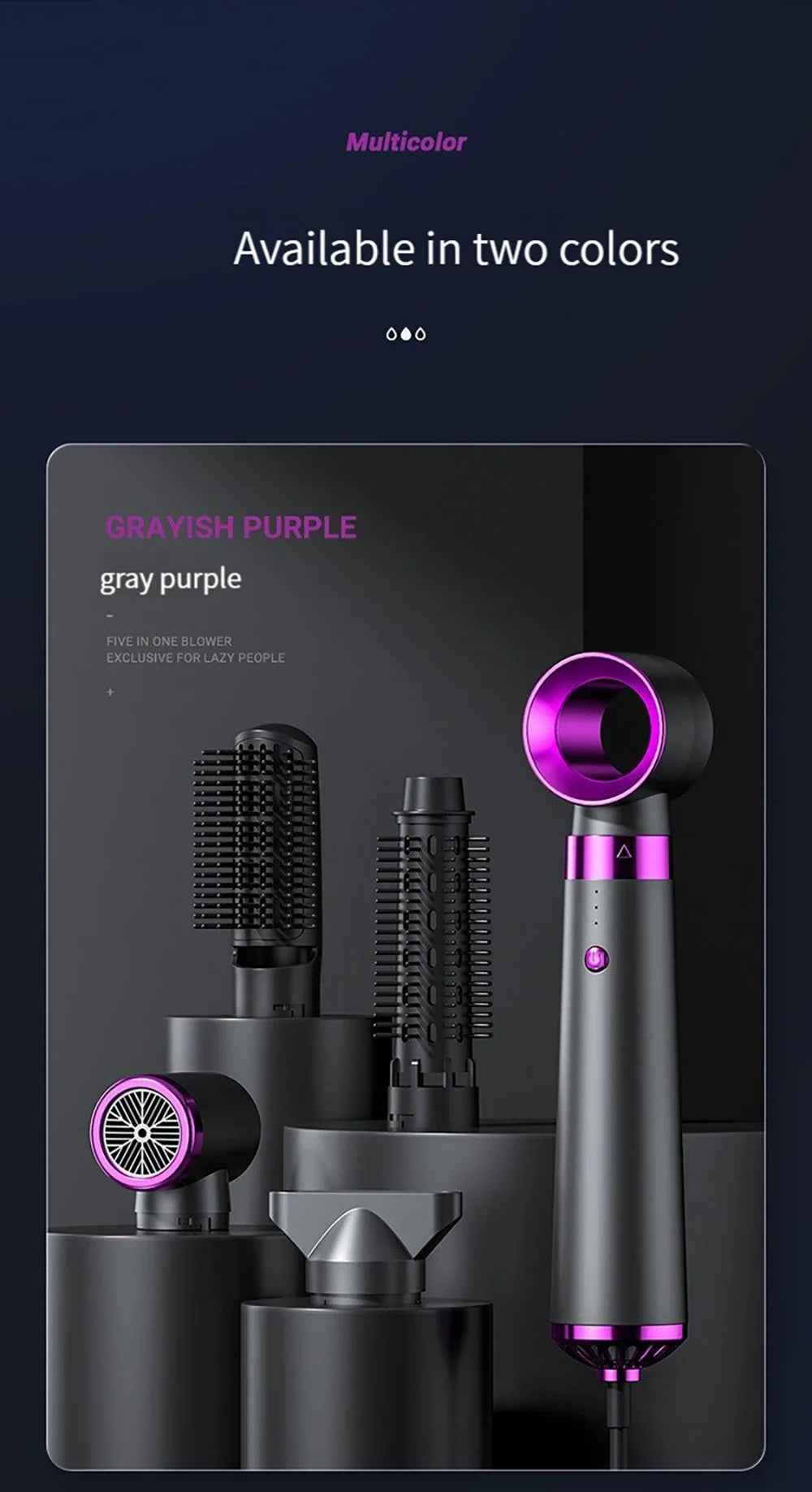 Multi functional hair dryer 5-in-1 hot air comb straight hair comb negative ion hair care curling iron hair dryer styling