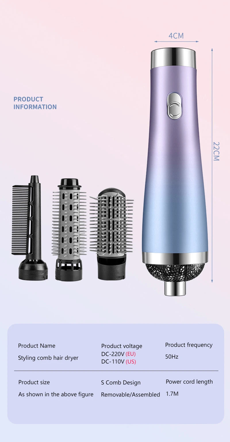 Hair Dryer Portable Comb lonic Hair Straightening Brush Hot Air Curling For Hair Roller Blow Dryer Quick Dry Hair Curler Curling