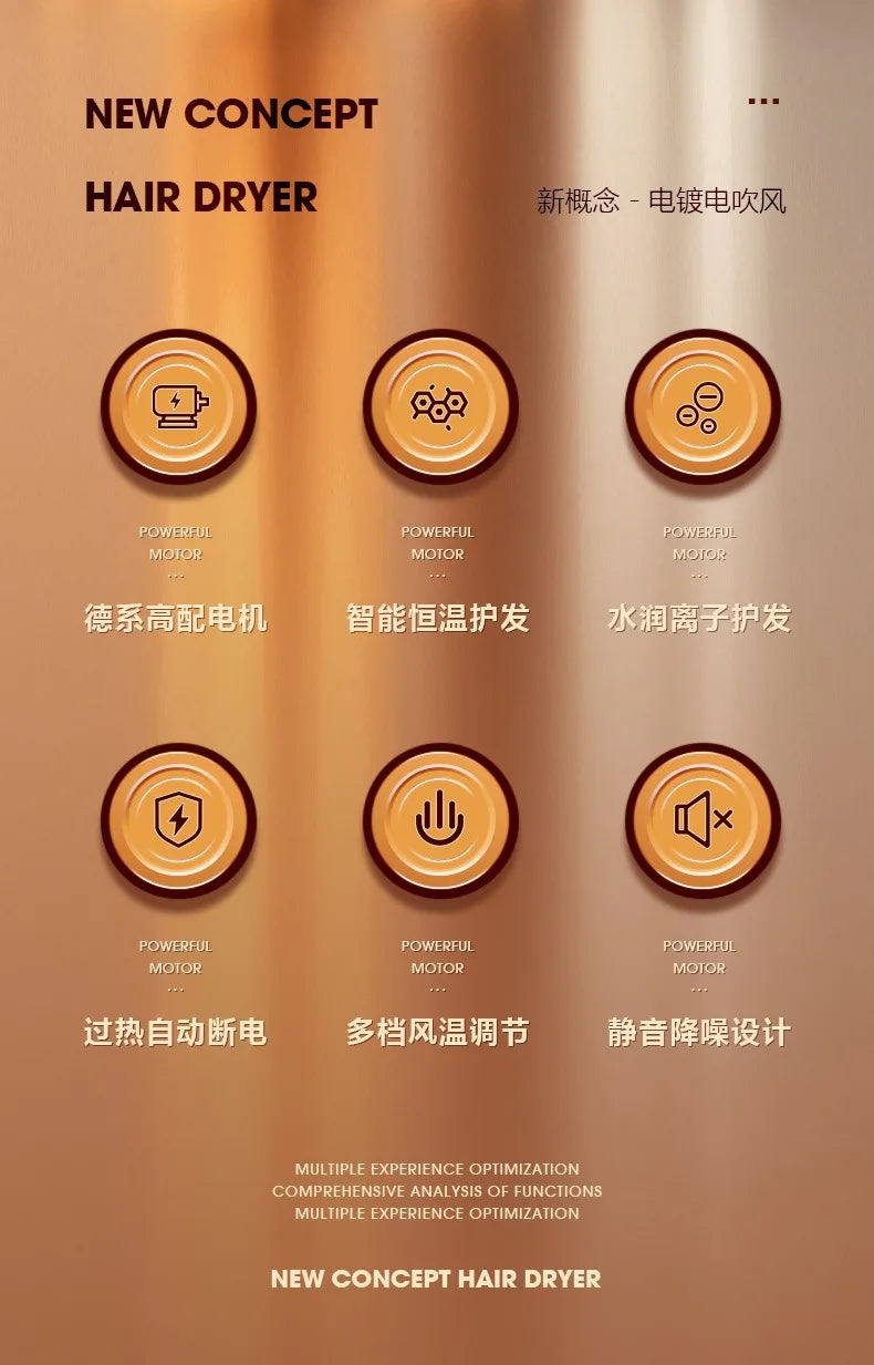 Aurora 3 in 1 Hair Dryer New Creative Multifunctional Household Hair Dryer Moisturizing Ion Hair Care Super Wind Power European