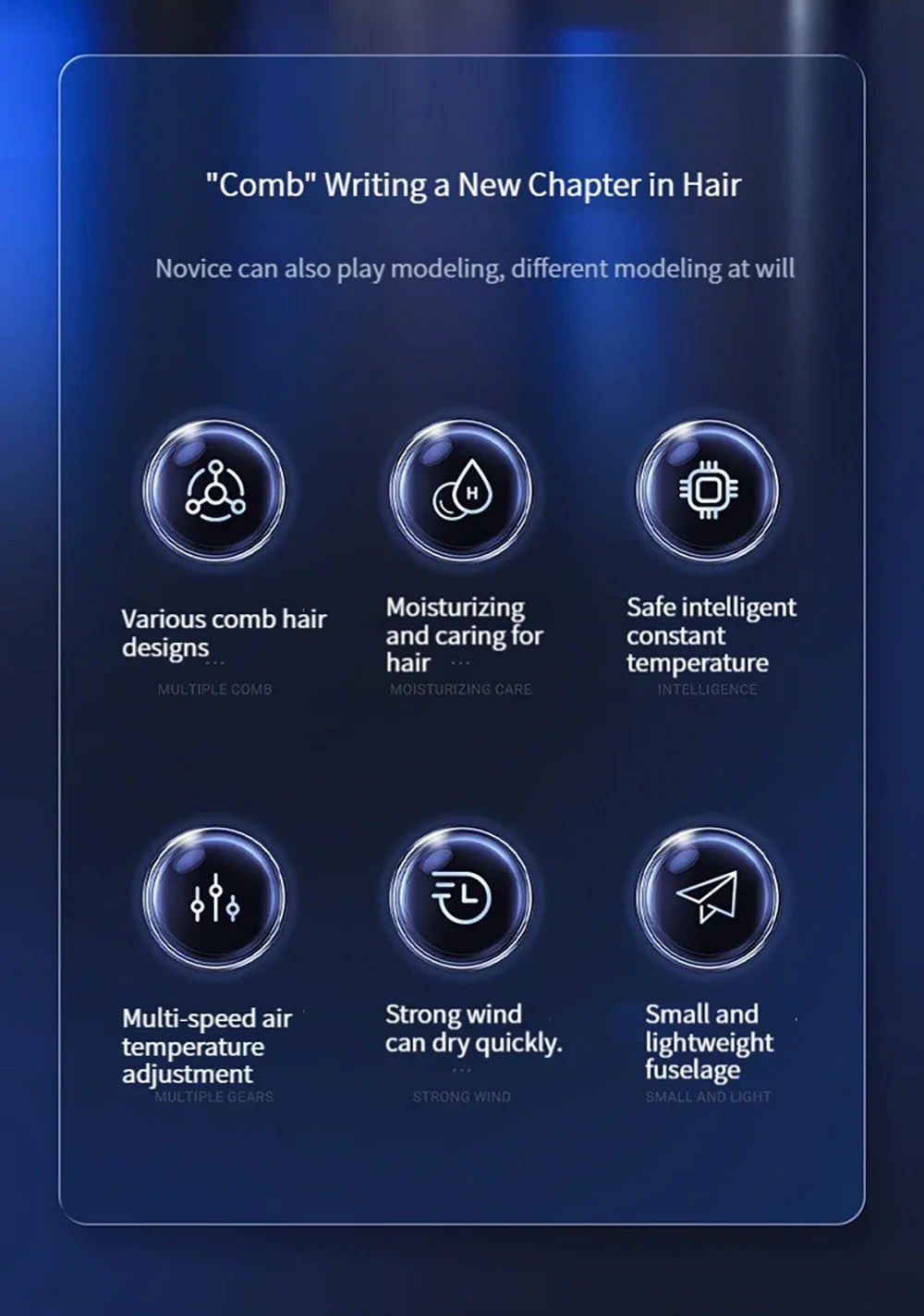 Multi functional hair dryer 5-in-1 hot air comb straight hair comb negative ion hair care curling iron hair dryer styling