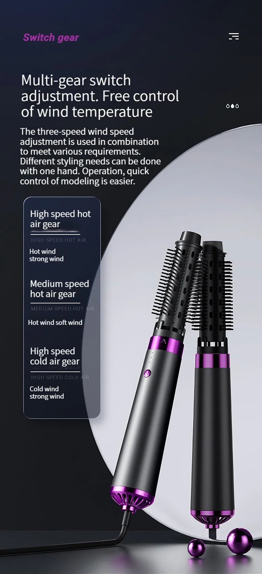Multi functional hair dryer 5-in-1 hot air comb straight hair comb negative ion hair care curling iron hair dryer styling