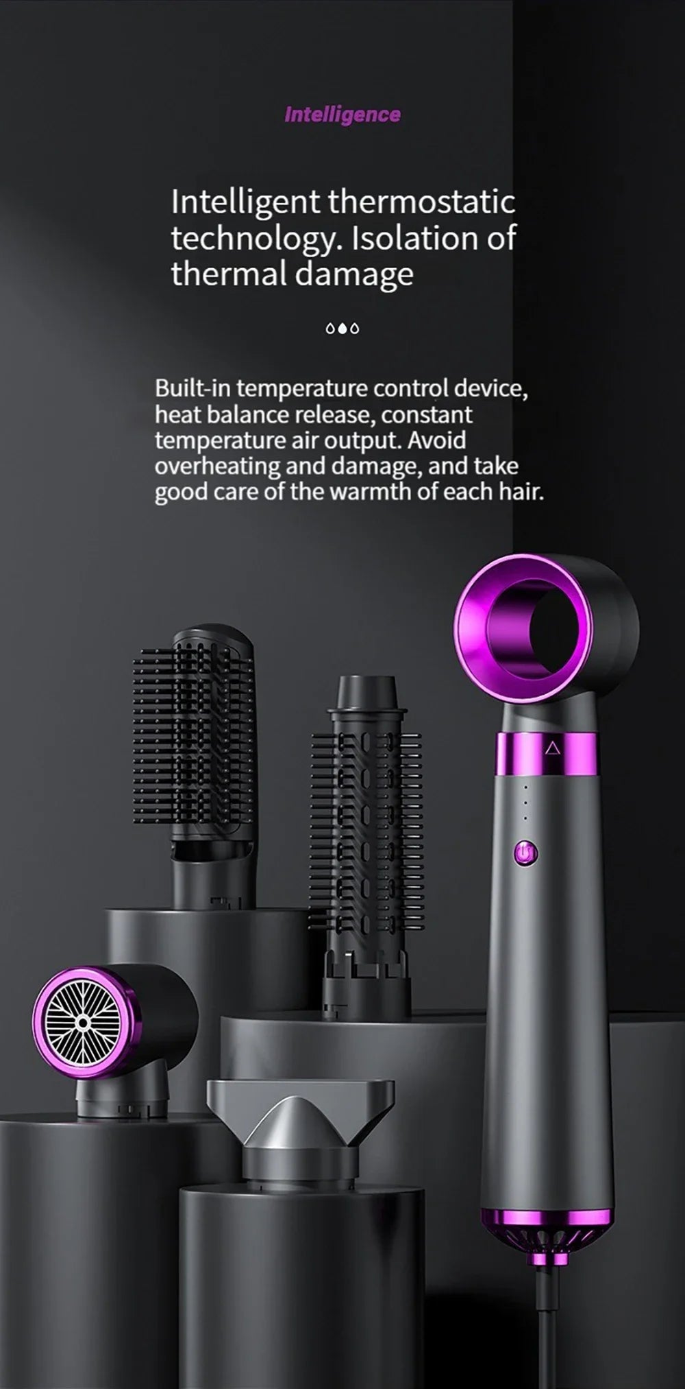 Multi functional hair dryer 5-in-1 hot air comb straight hair comb negative ion hair care curling iron hair dryer styling