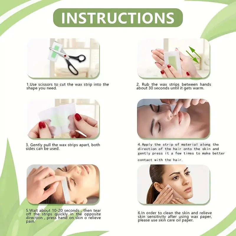 Painless Fast Hair Removal Wax Strips Waxing Wipe Sticker Professional Facial Body Leg Lip Hairs Remove Wax Paper Women Men Use