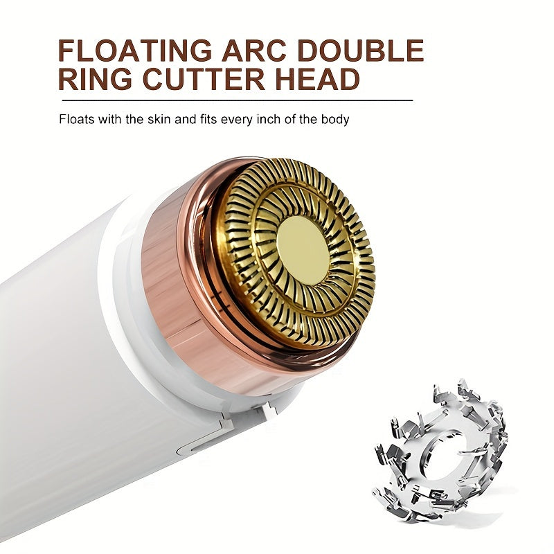 GZHJGOS Women's 2-in-1 Electric Epilator & Lipstick-Shaped Shaver - USB Portable Facial Hair Remover, Eyebrow Trimmer, Eyebrow & Lip/Chin/Upper Lip Hair Shaver, Mini Grooming Device for Sensitive Beige