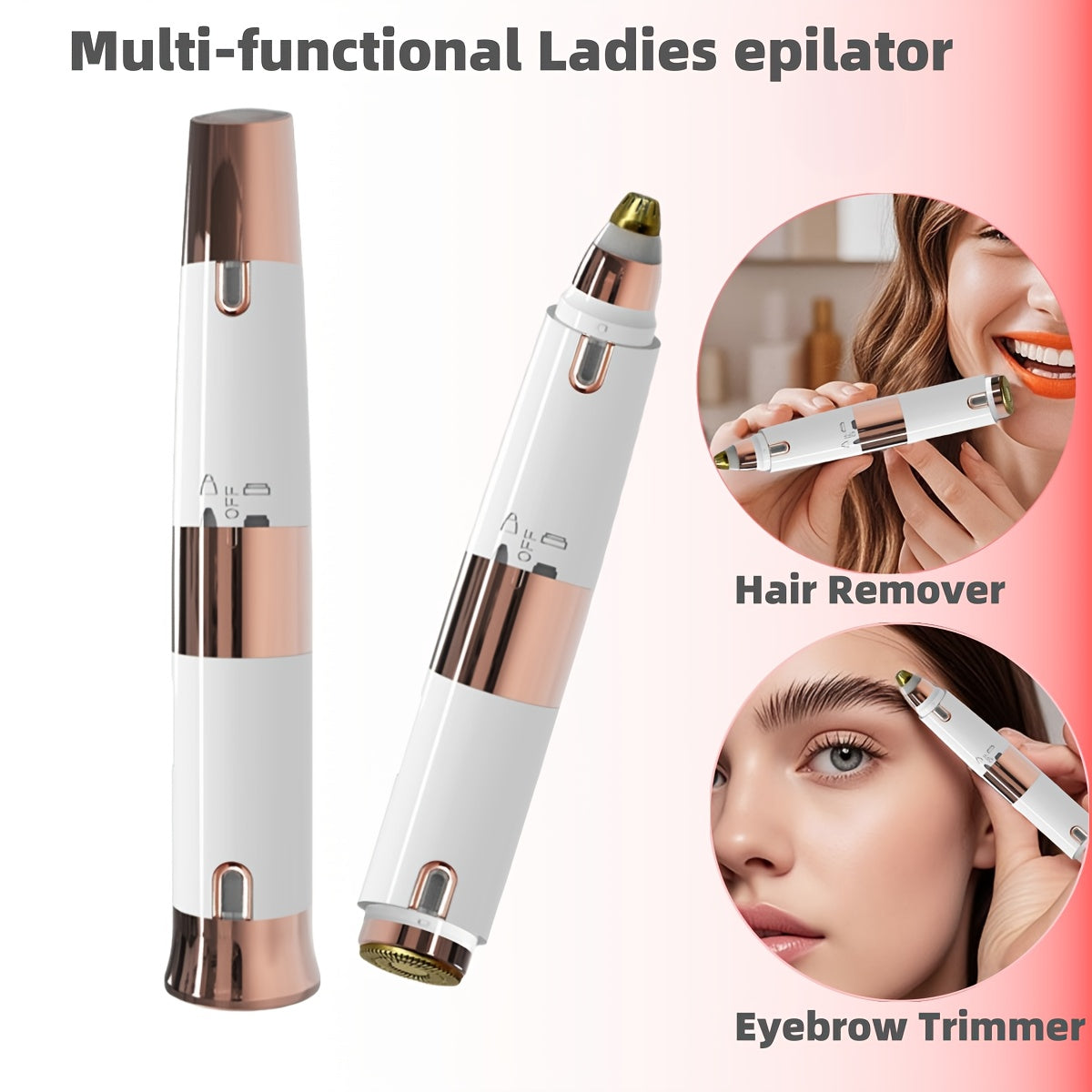 GZHJGOS Women's 2-in-1 Electric Epilator & Lipstick-Shaped Shaver - USB Portable Facial Hair Remover, Eyebrow Trimmer, Eyebrow & Lip/Chin/Upper Lip Hair Shaver, Mini Grooming Device for Sensitive Beige