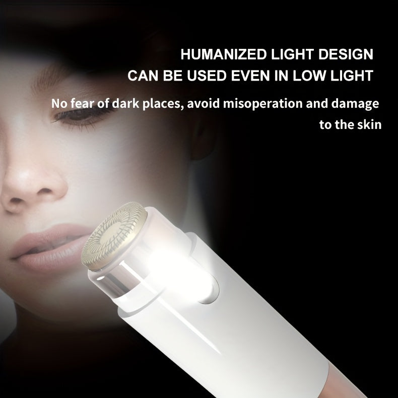 GZHJGOS Women's 2-in-1 Electric Epilator & Lipstick-Shaped Shaver - USB Portable Facial Hair Remover, Eyebrow Trimmer, Eyebrow & Lip/Chin/Upper Lip Hair Shaver, Mini Grooming Device for Sensitive Beige